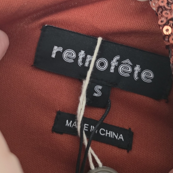 Retrofete Flynn Sequined Tulle Mini Dress Copper Bronze Small - Picture 6 of 9